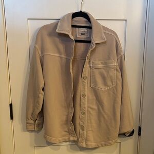 American Eagle Outfitters Beige Button Down Shirt